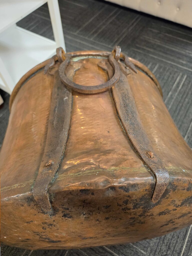 Outstanding LOutsanding Large Georgian Hand Hammered Cauldron w/ Hand-forged Wrought Iron Mounts Circa 1800