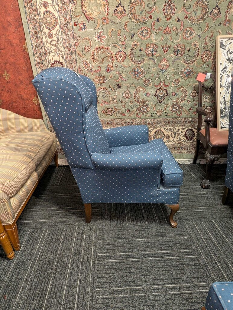 Formal Wingback Chair With Ottoman
