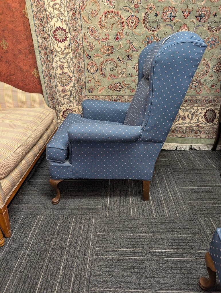 Formal Wingback Chair With Ottoman