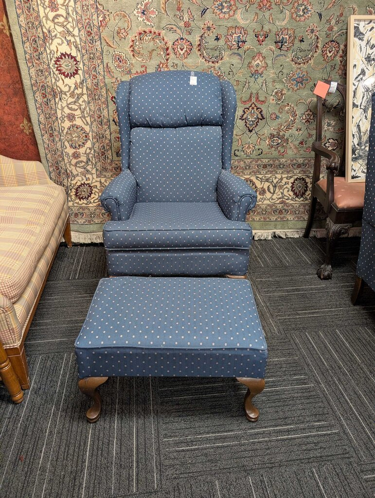 Formal Wingback Chair With Ottoman