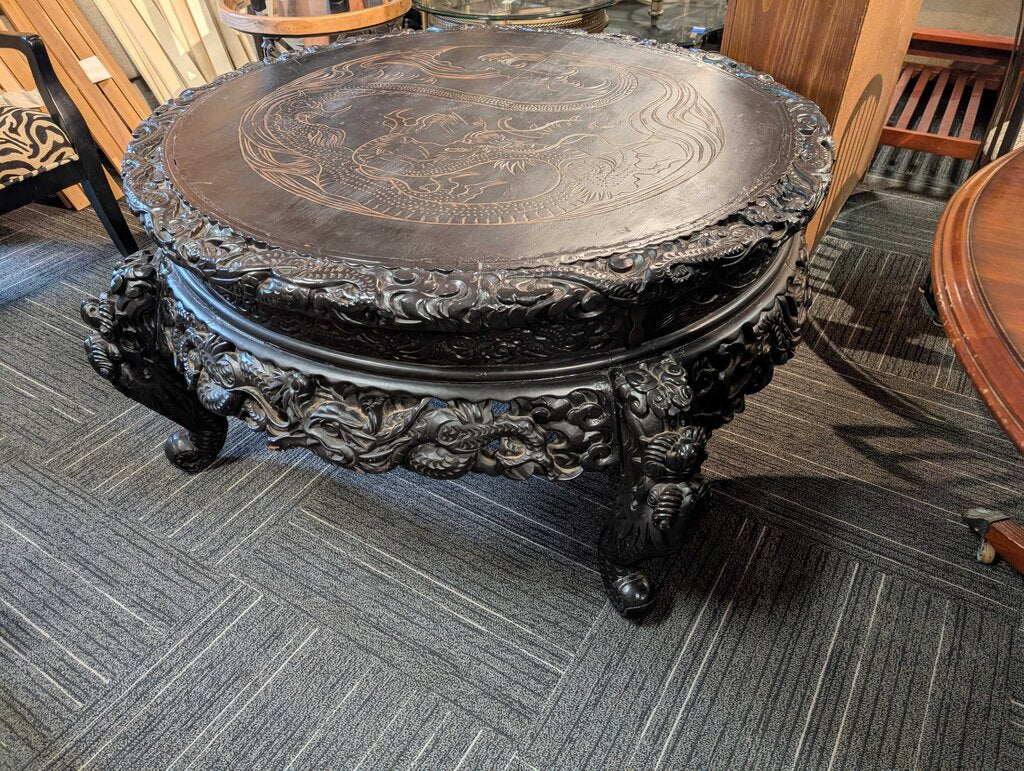 Large Carved Asian Table