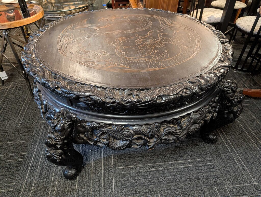 Large Carved Asian Table