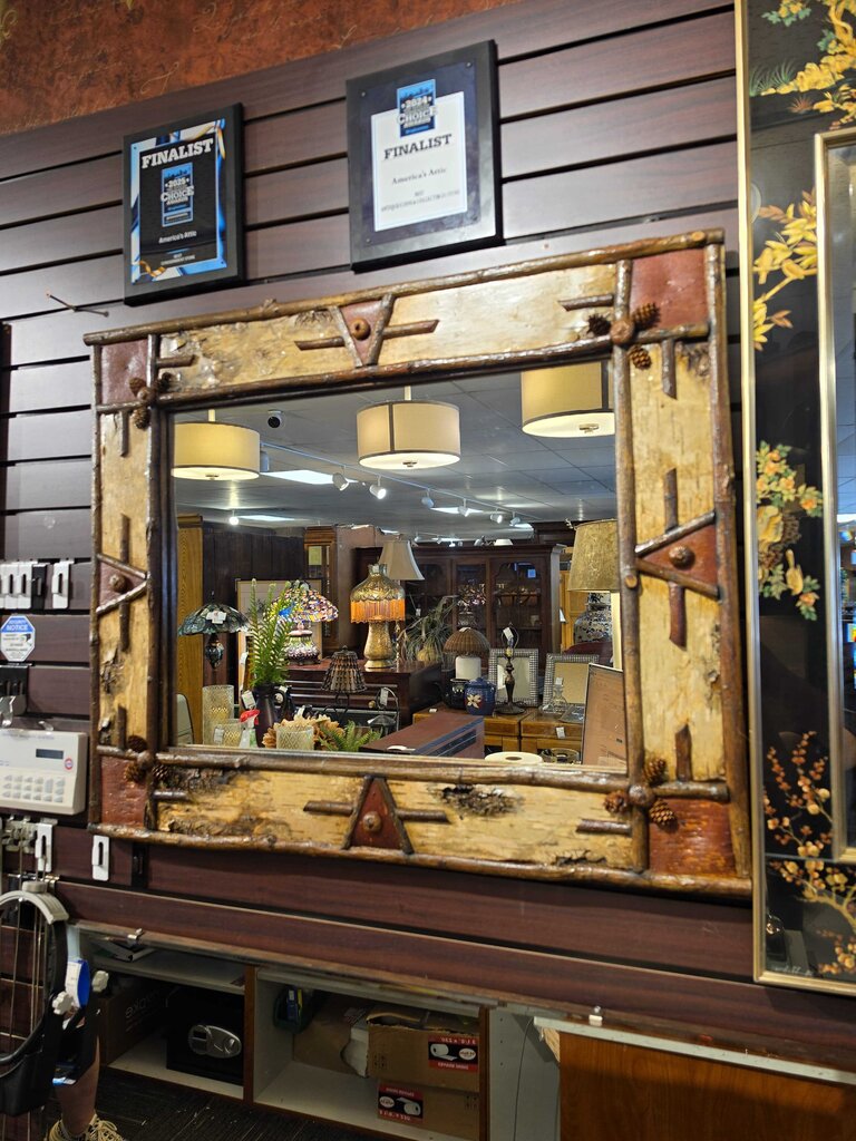 Rustic Birch Bark & Twig Craftsman Mirror