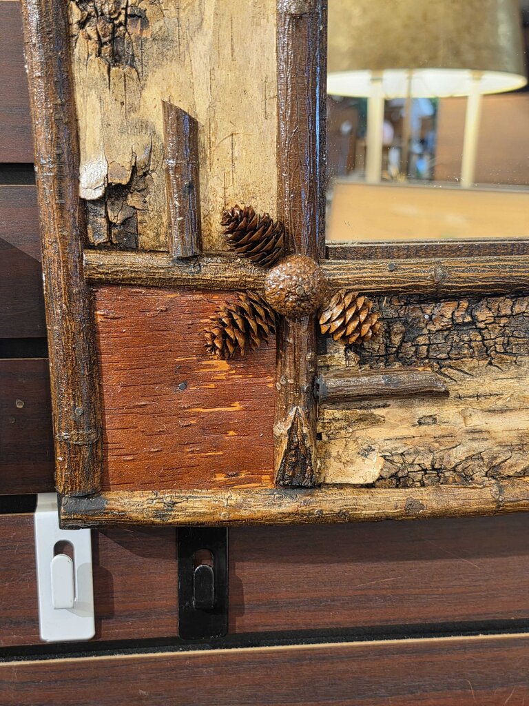 Rustic Birch Bark & Twig Craftsman Mirror