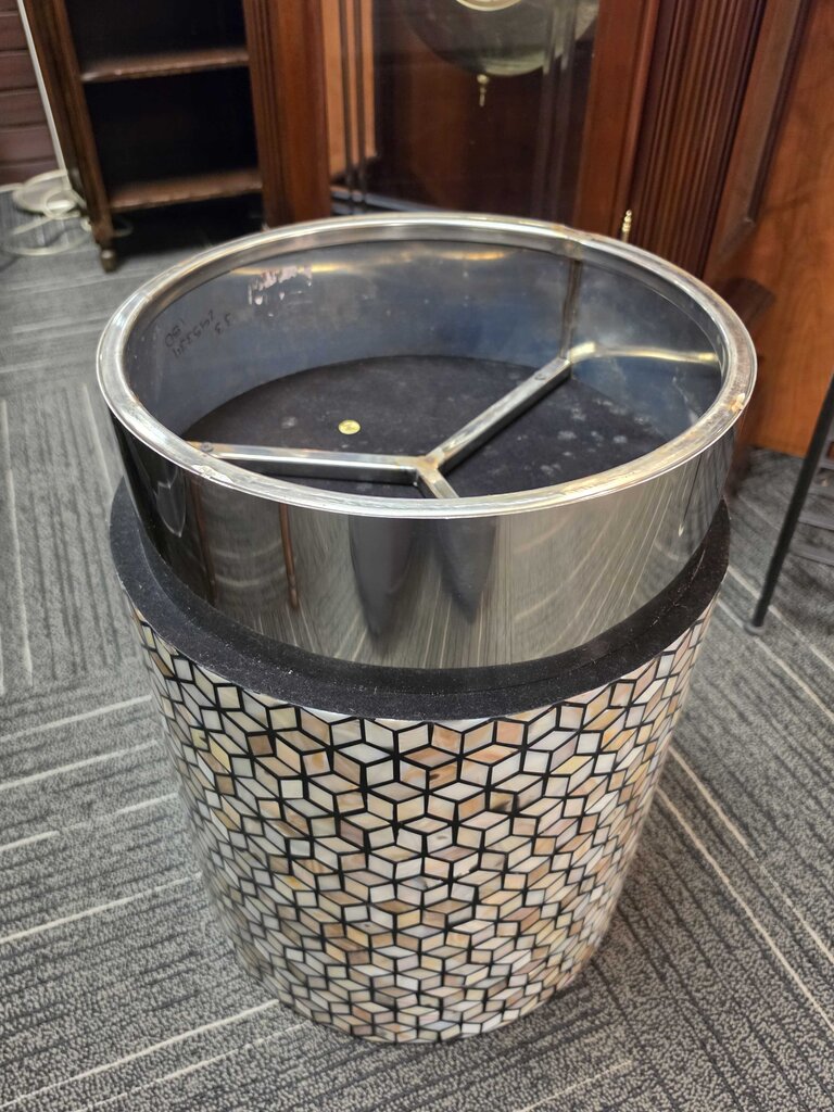 Mother-of-Pearl Geometric Drum Accent Table