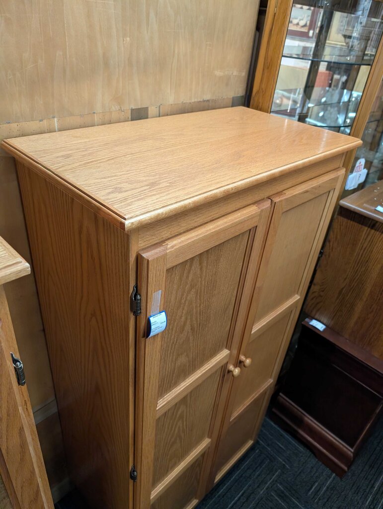 Oak Finish Storage Cabinet