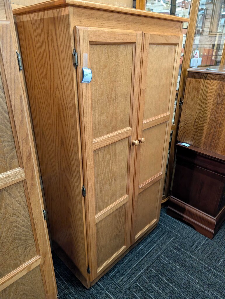 Oak Finish Storage Cabinet
