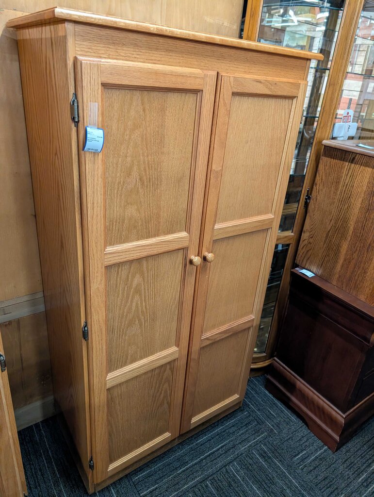 Oak Finish Storage Cabinet