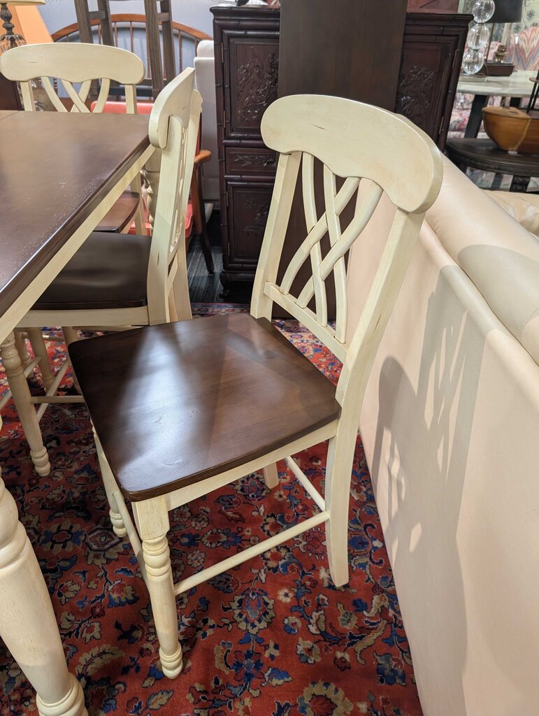 Country Style Counter Height Table With Six Chairs