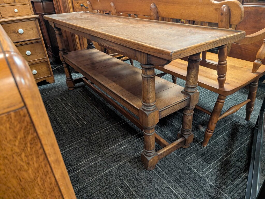 Vintage Oak Finish Console Table