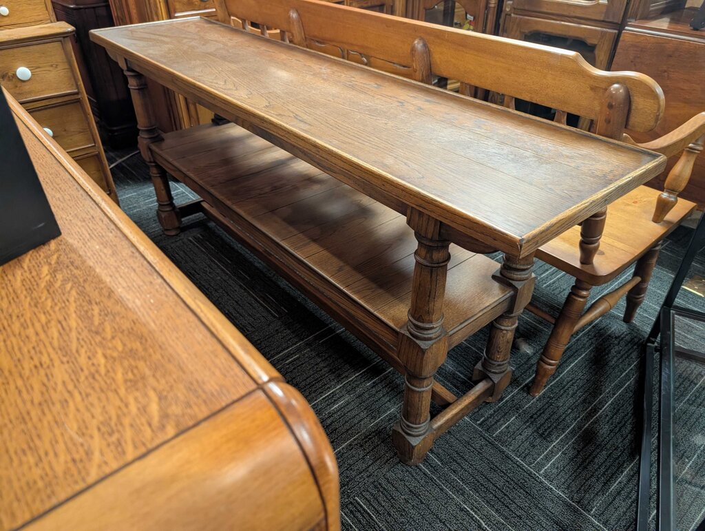 Vintage Oak Finish Console Table
