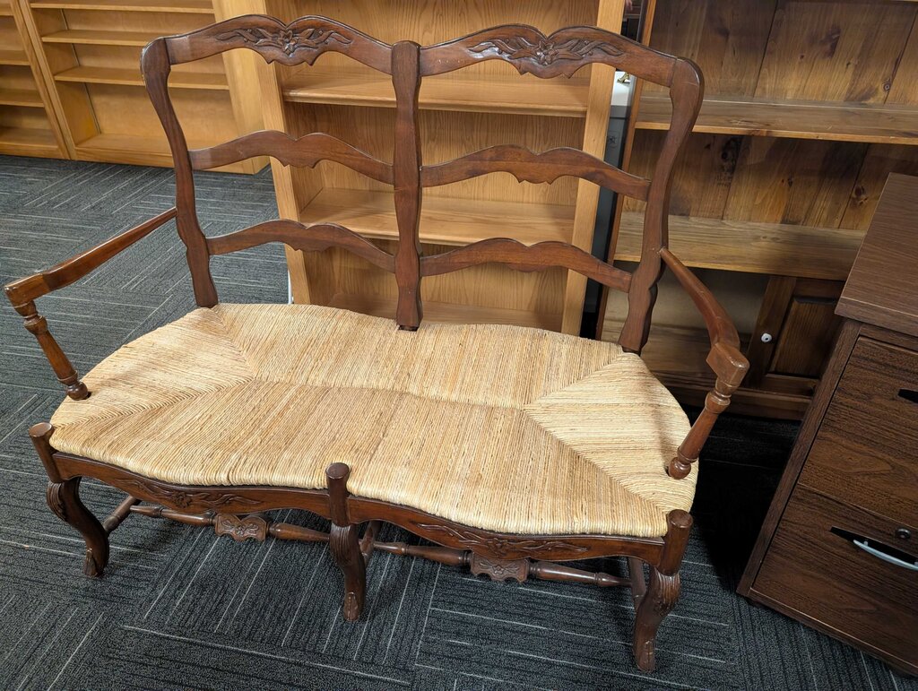 Country French Rush Seat Bench