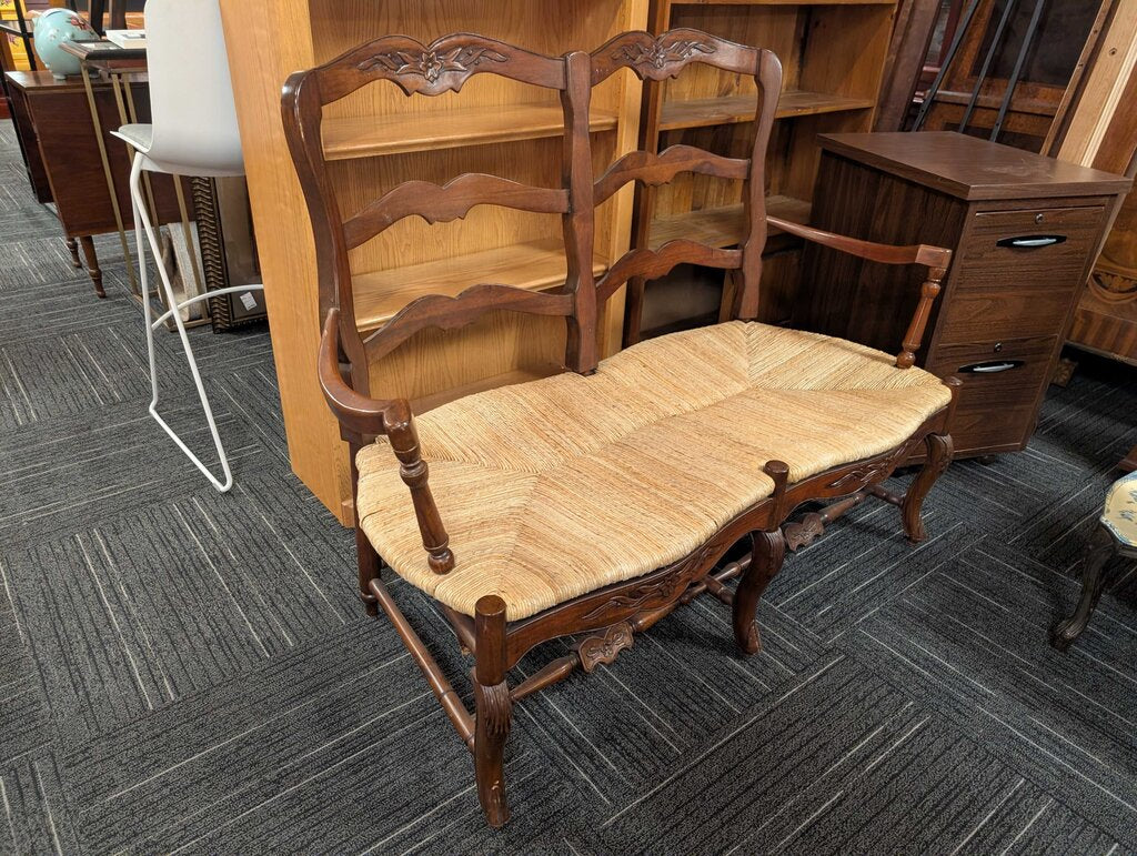 Country French Rush Seat Bench