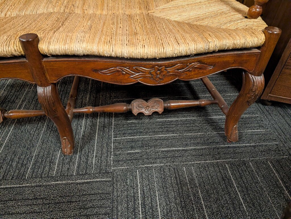 Country French Rush Seat Bench