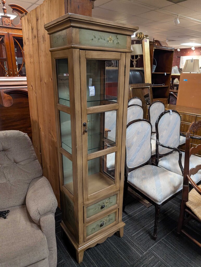 Paint Decorated Curio Cabinet