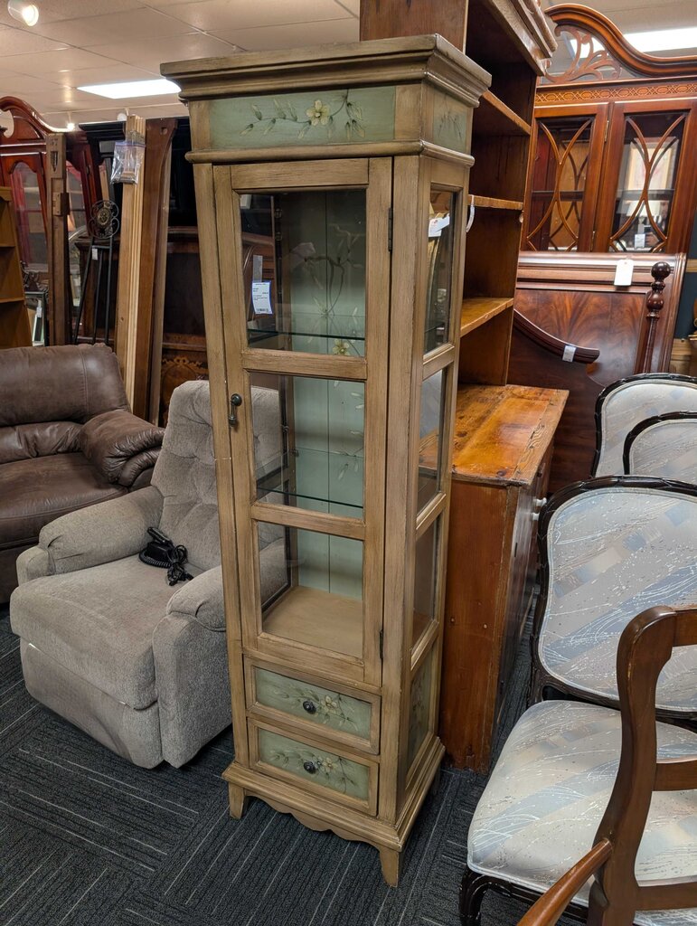 Paint Decorated Curio Cabinet