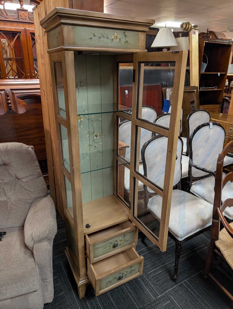 Paint Decorated Curio Cabinet
