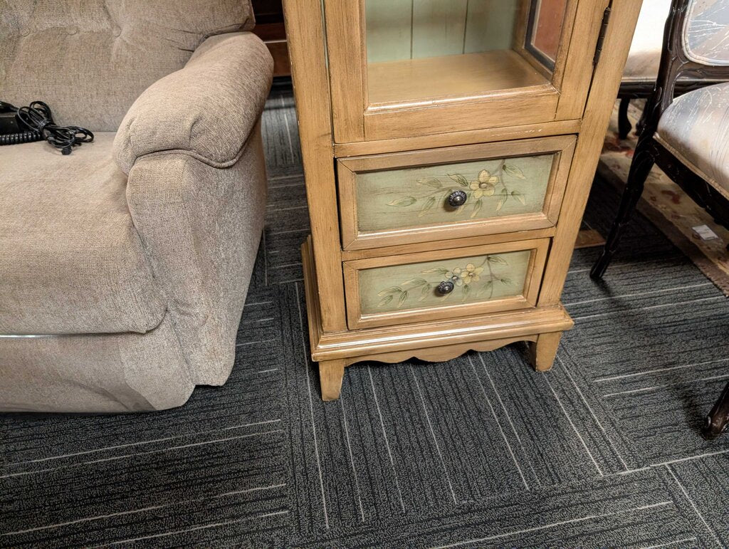 Paint Decorated Curio Cabinet