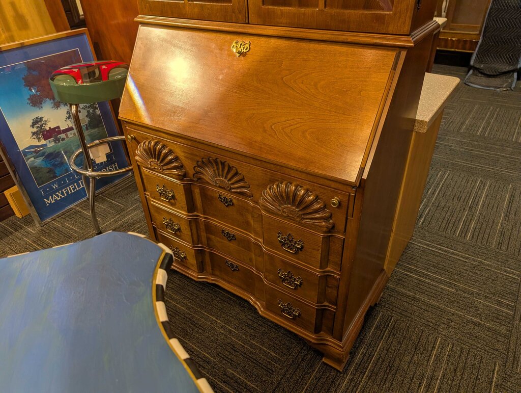 Georgian Block-front Cherry Desk / Bookcase by Jasper