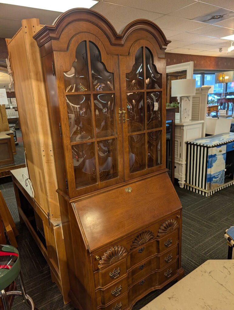 Georgian Block-front Cherry Desk / Bookcase by Jasper