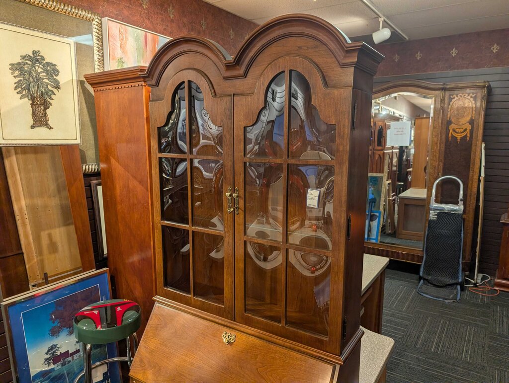 Georgian Block-front Cherry Desk / Bookcase by Jasper
