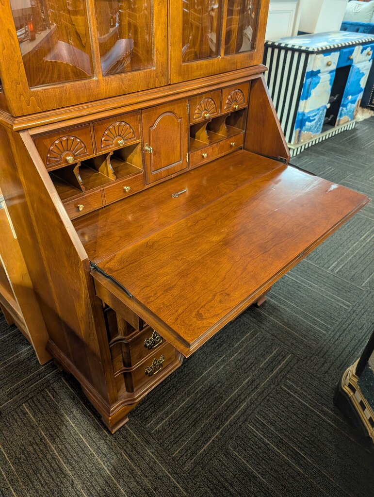 Georgian Block-front Cherry Desk / Bookcase by Jasper