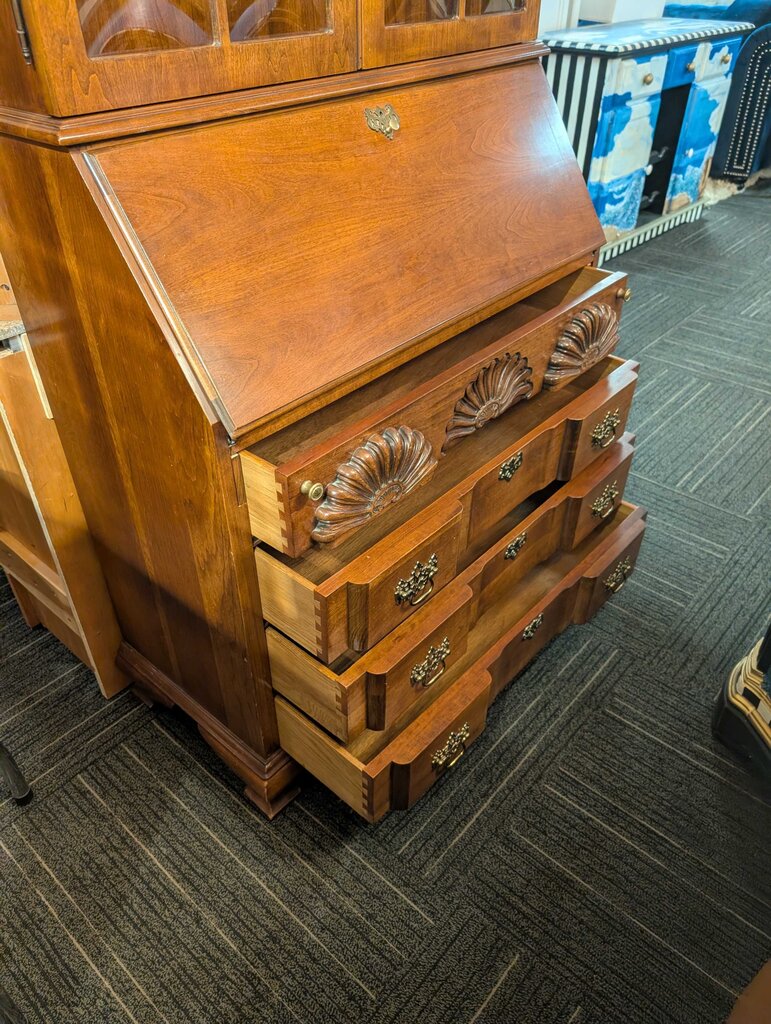 Georgian Block-front Cherry Desk / Bookcase by Jasper