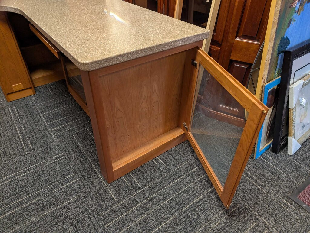 Cabinetmake-Crafted Solid Cherry Executive Desk w/ Corian Top & Storage Cabinet