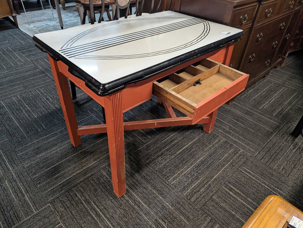 Vintage Enamel Top Table
