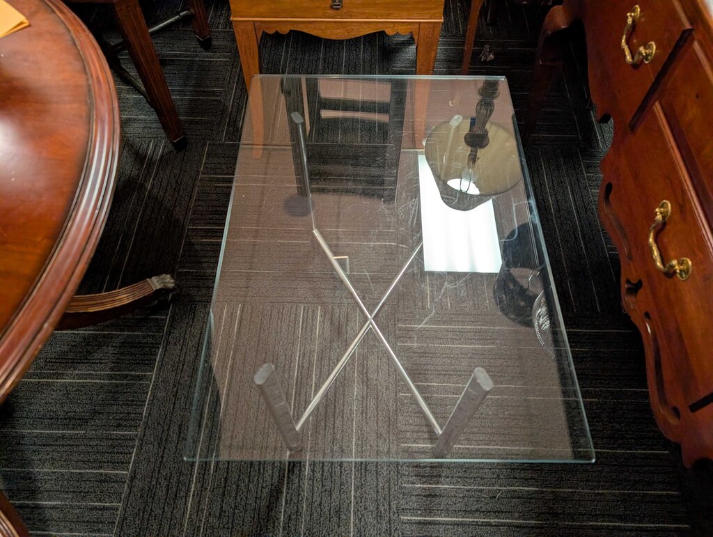 Vintage Chrome And Glass Side Table