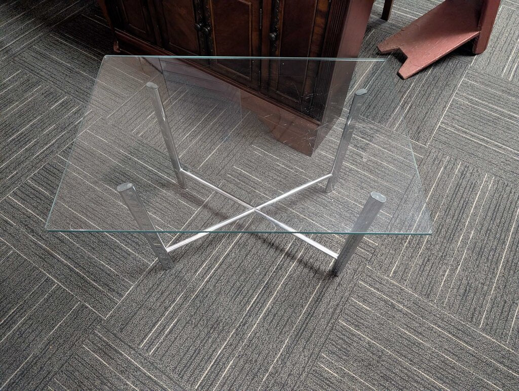 Vintage Chrome And Glass Side Table