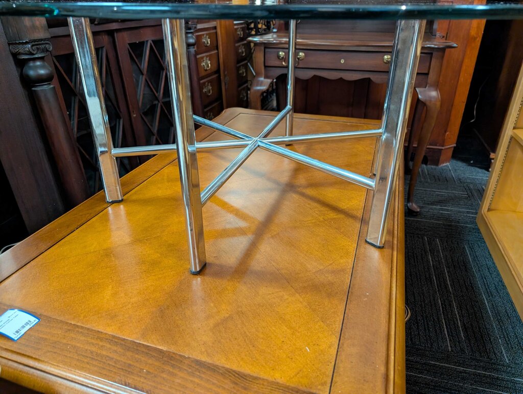 Vintage Chrome And Glass Coffee Table
