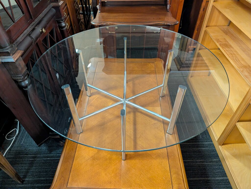 Vintage Chrome And Glass Coffee Table