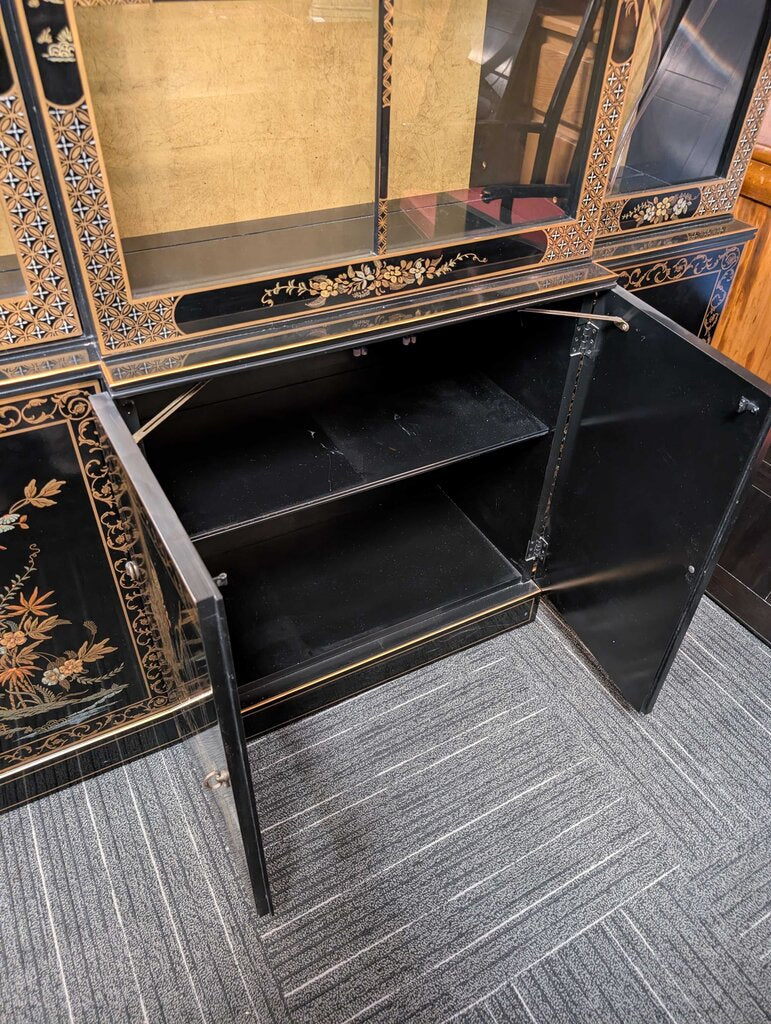 Hand Painted Black Lacquer Chinoiserie Oriental 1 piece by Drexel China Cabinet