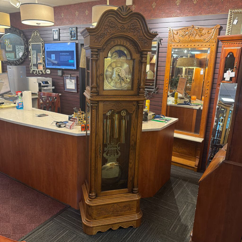 Large Oak Grandfather Clock by Howard Miller