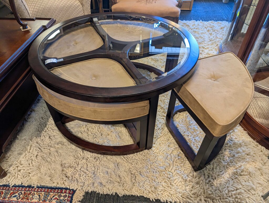 Glass Top Coffee Table With Stools