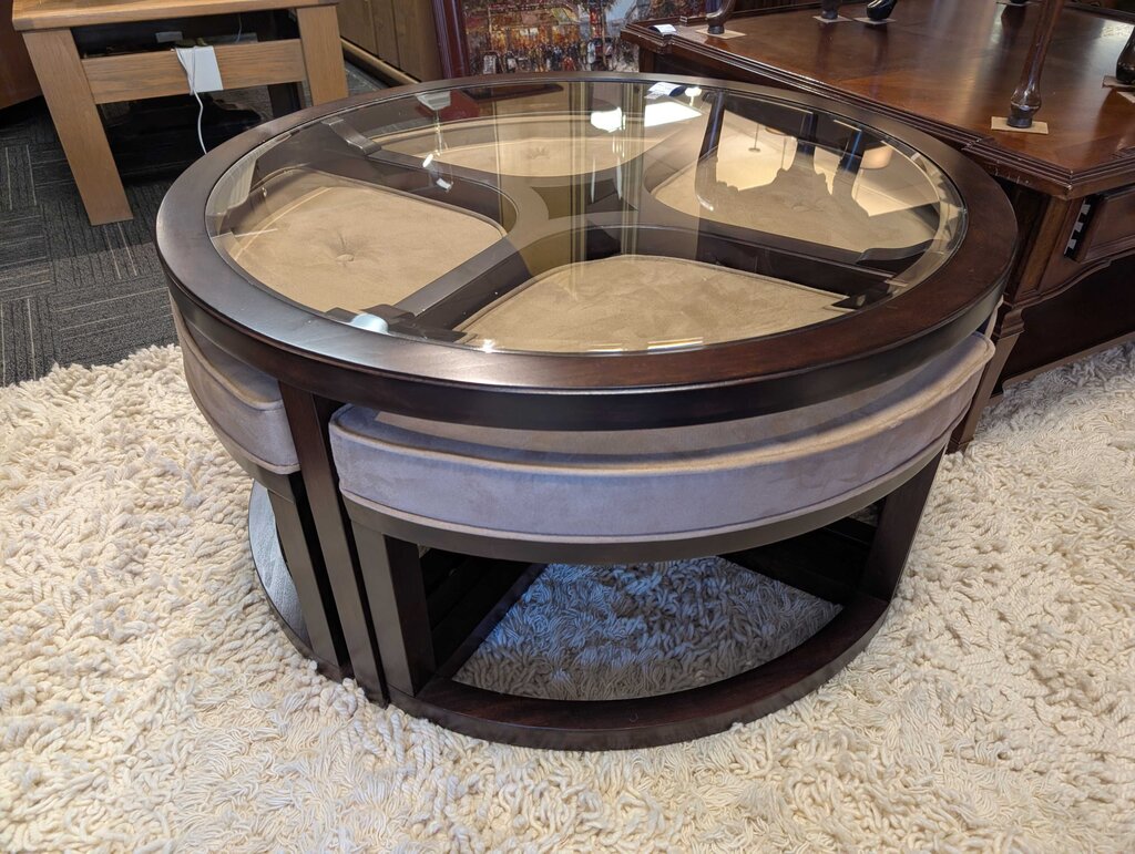 Glass Top Coffee Table With Stools