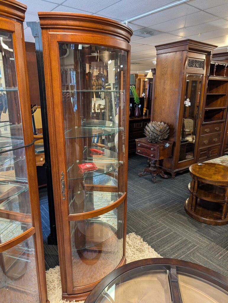 Curved Glass Front Curio Cabinet by Superior California