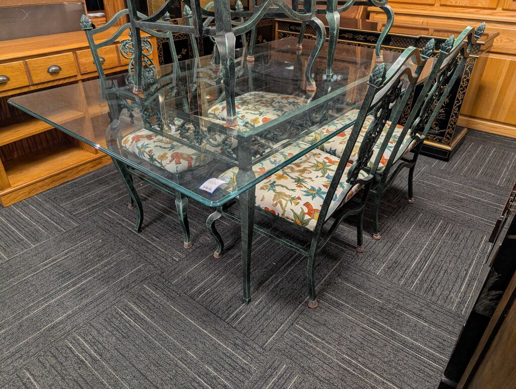 Vintage Cast Aluminum Dining Set by Molla "fruit harvest backs"
