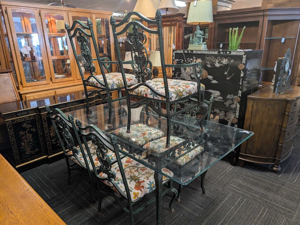 Vintage Cast Aluminum Dining Set by Molla "fruit harvest backs"