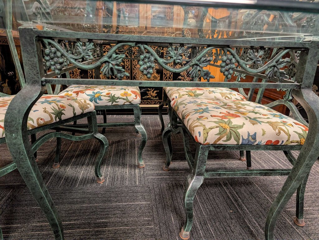 Vintage Cast Aluminum Dining Set by Molla "fruit harvest backs"