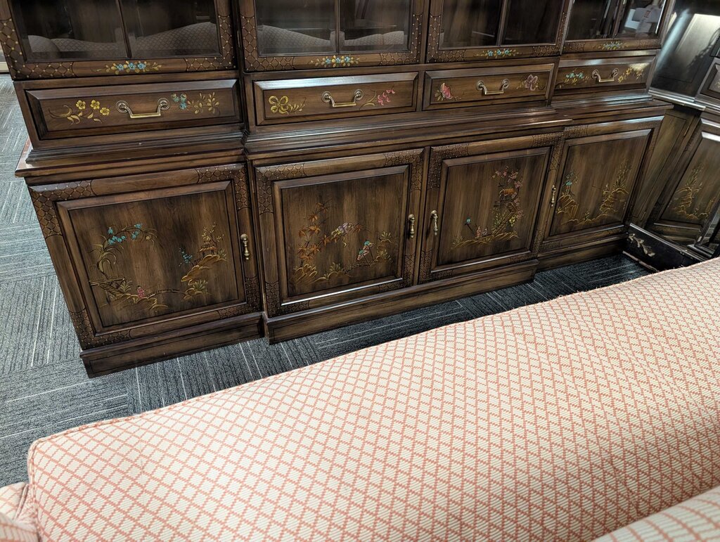Monumental Hand-painted Chinoiserie China Cabinet by Union National, Jamestown NY