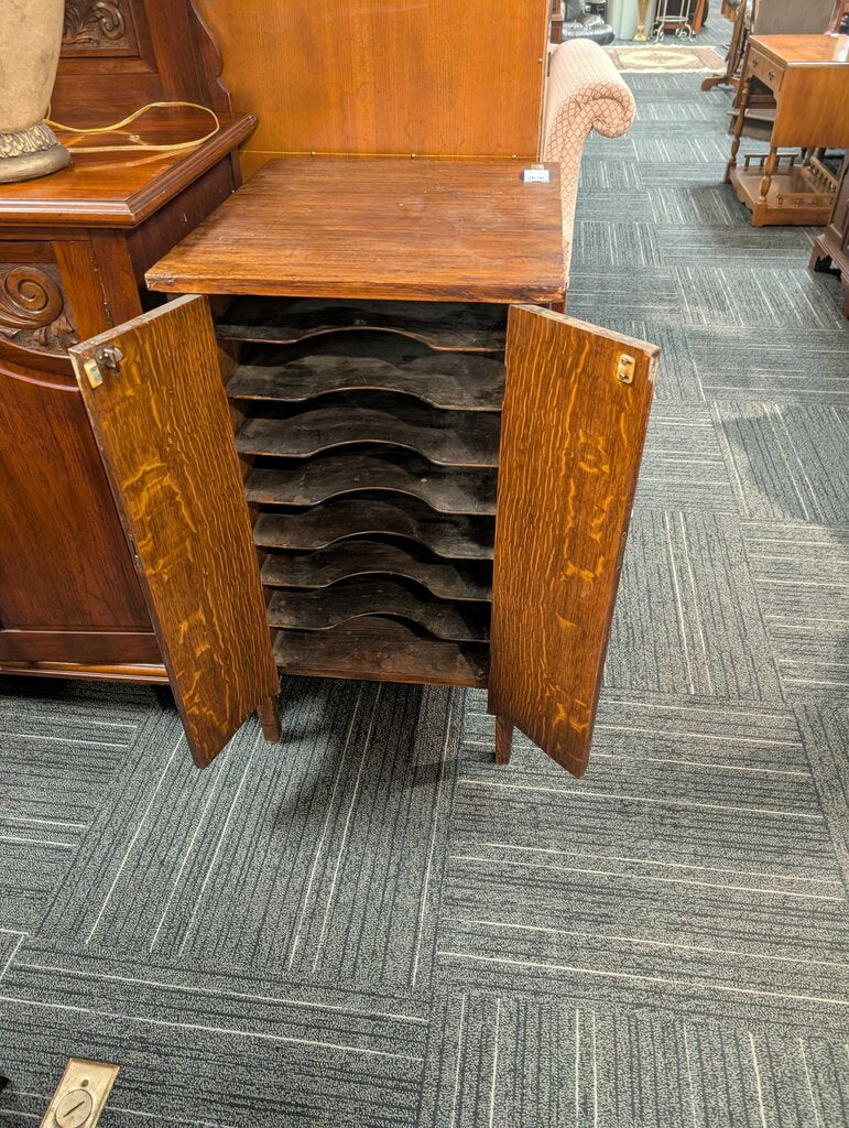 Antique Oak Record Cabinet