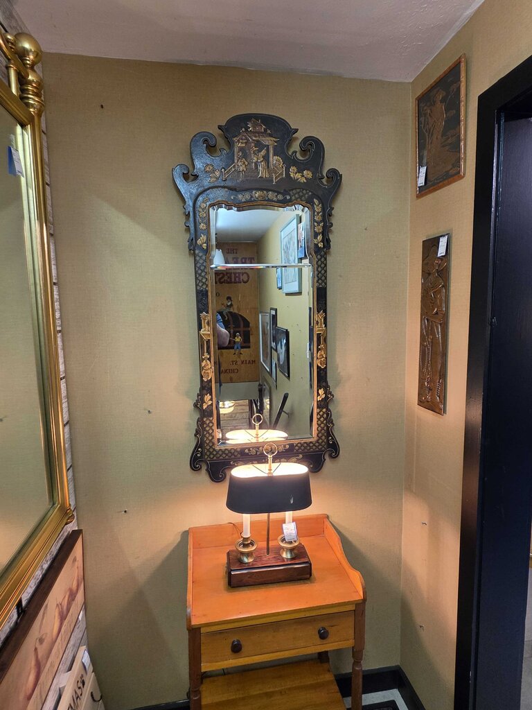 Black Lacquer & Gilt Chinoiserie Mirror, Licensed by Colonial Williamsburg
