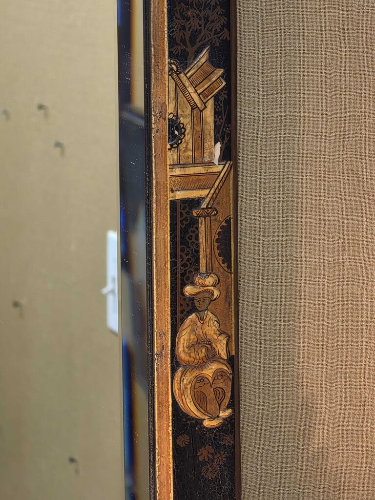 Black Lacquer & Gilt Chinoiserie Mirror, Licensed by Colonial Williamsburg