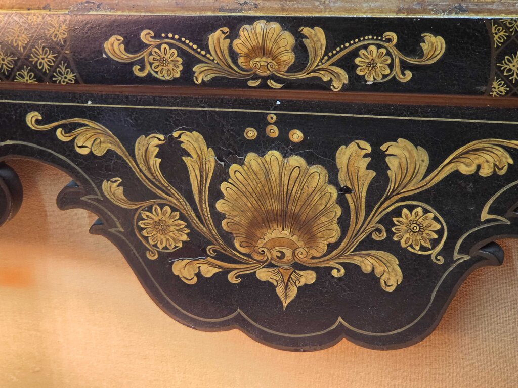 Black Lacquer & Gilt Chinoiserie Mirror, Licensed by Colonial Williamsburg