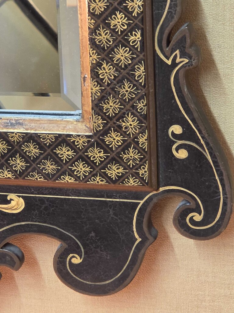 Black Lacquer & Gilt Chinoiserie Mirror, Licensed by Colonial Williamsburg