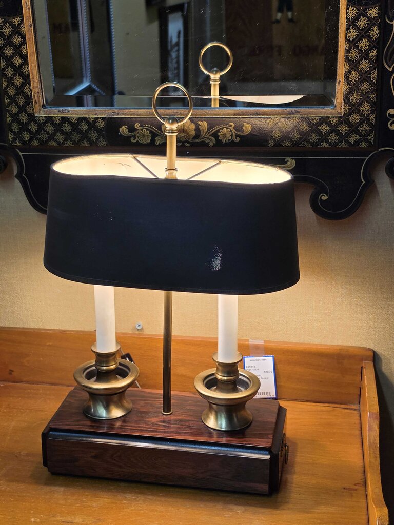Vintage Traditional Two-light Bouillotte-style Table Lamp w/ Rosewood Base