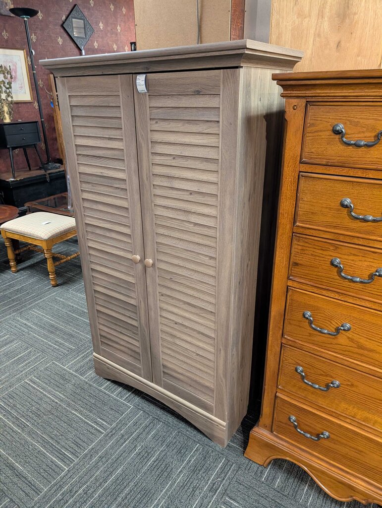 Contemporary Pressboard Faux Wood Grey Storage Cabinet