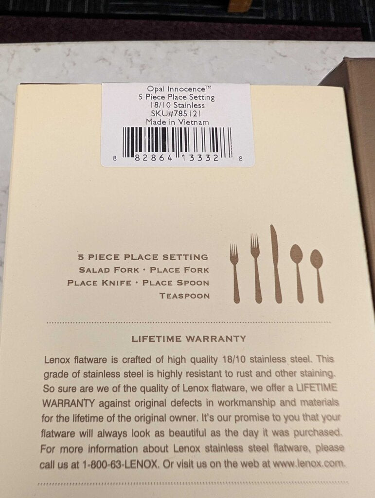 Lenox Opal Innocence 86 Piece Stainless Flatware Set